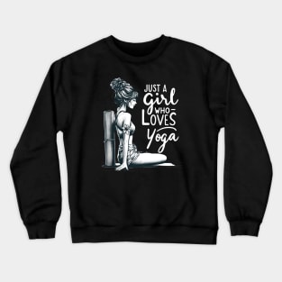 Just a Girl Who Loves Yoga-Girl with Mat and Messy Bun Crewneck Sweatshirt